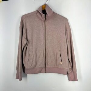Faherty Women Legend Lounge Diagonal Textured Full Zip Mock Neck Sweatshirt SZ M